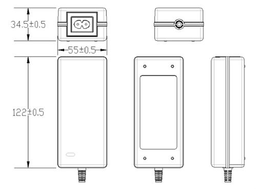 Mechanical Drawing - DFRobot LattePanda IOTA 12V 60W AC/DC Power Adapter Pack